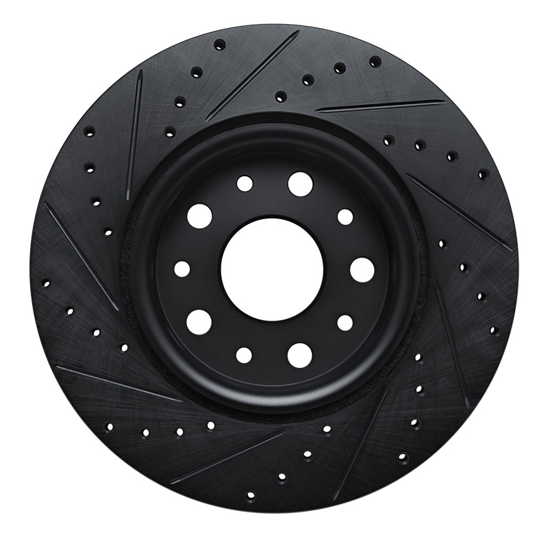 Jeep Wrangler Brake Rotor (1) - Front Right - R1 Concepts - Drilled & Slotted - Black - `18-`25